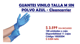 [10020204] GUANTE VINILO TALLA M CLEANCARRIER S/P AZUL DPS